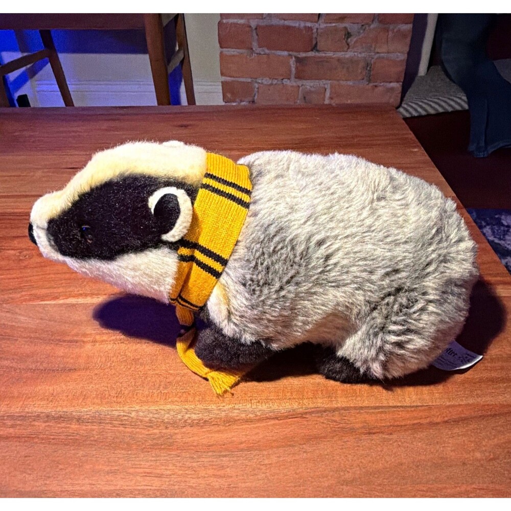 Harry Potter Hufflepuff Badger Plush Stuffed Animal with Scarf